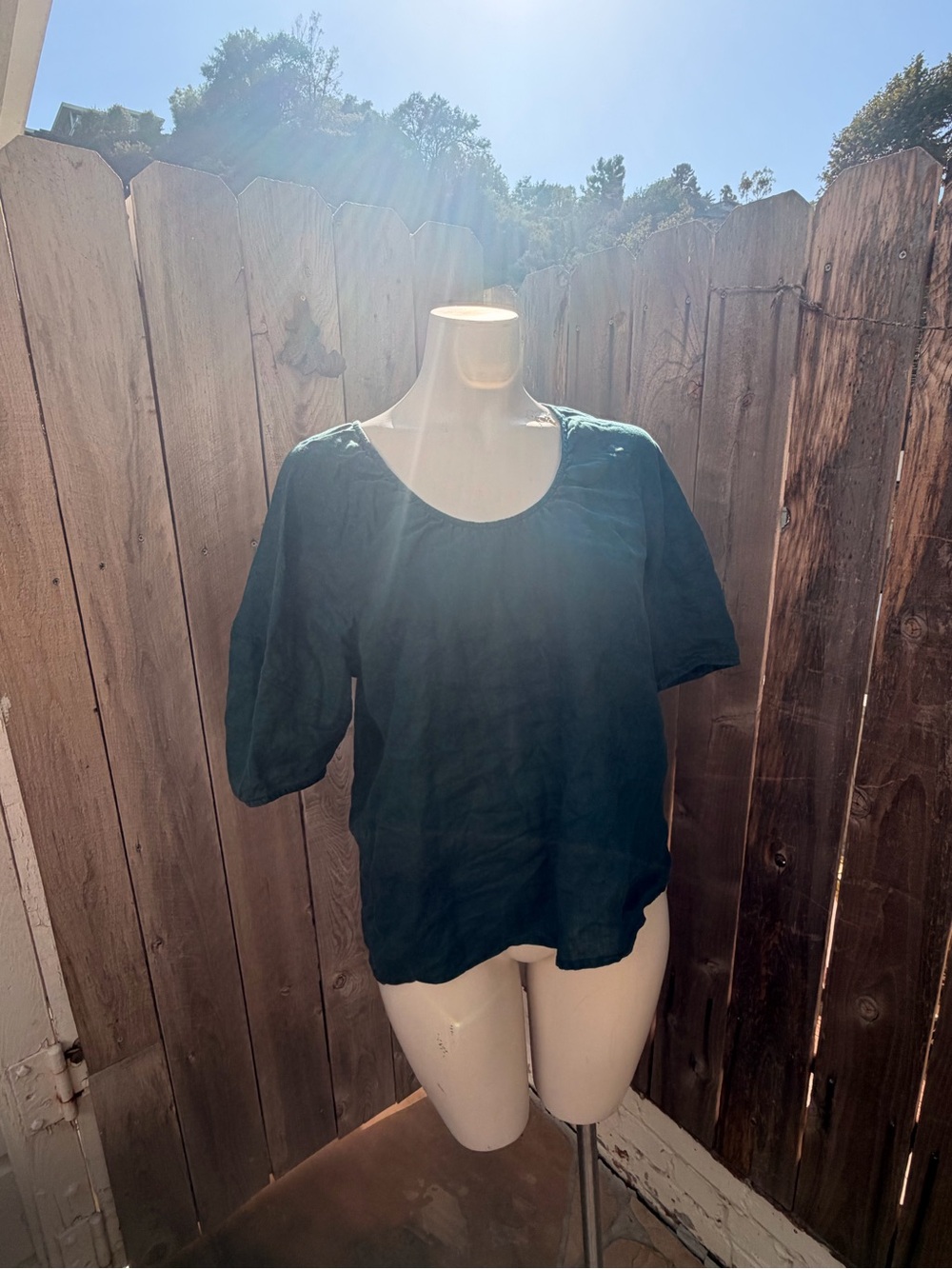 Everlane linen Classic Scoop Neck Women's Top in Teal size large